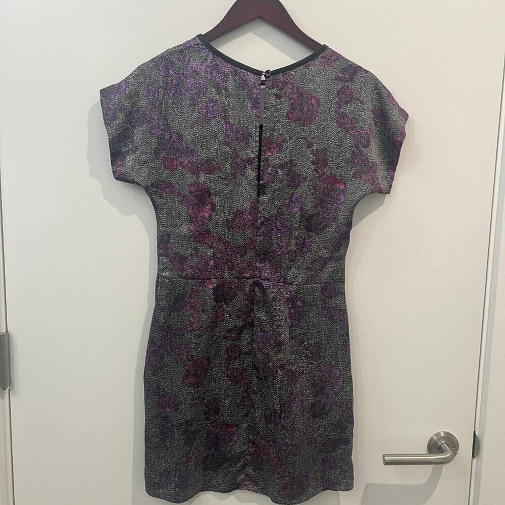 Rebecca Taylor Purple Floral Print Mini Dress Size 2 — Garden Party Feminine - Picture 2 of 7